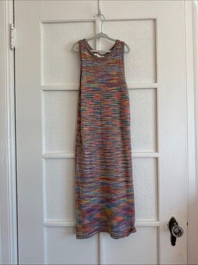Multicolor Space Dye Knit Sleeveless Midi Dress